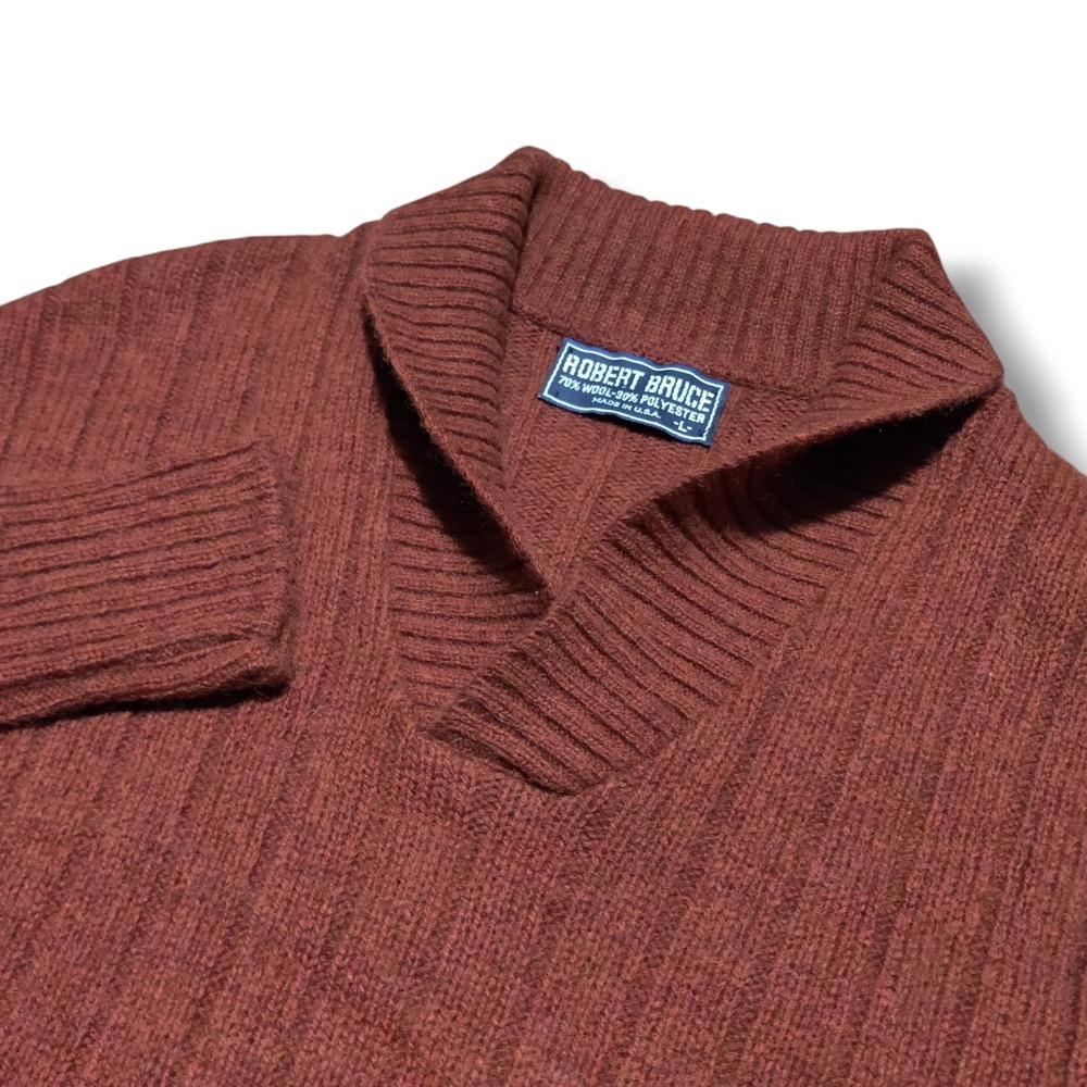 Robert Bruce Sweater Womens Large Wool Blend Knit‎ USA Made Vintage Dark Orange